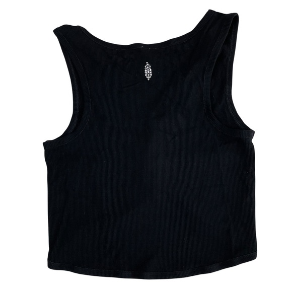 Free People Movement New Moon Knot Front Ribbed Crop Tank Black Lg - Picture 12 of 14